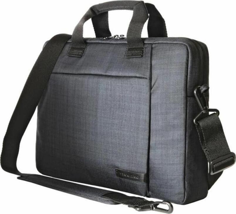 Geanta Laptop Tucano Svolta BSVO1314-G pentru 13-14 inch MacBook Pro, Nylon Rezistent la Apa, Captusala Microfibra, Curea Umar si Banda Trolley, Gri