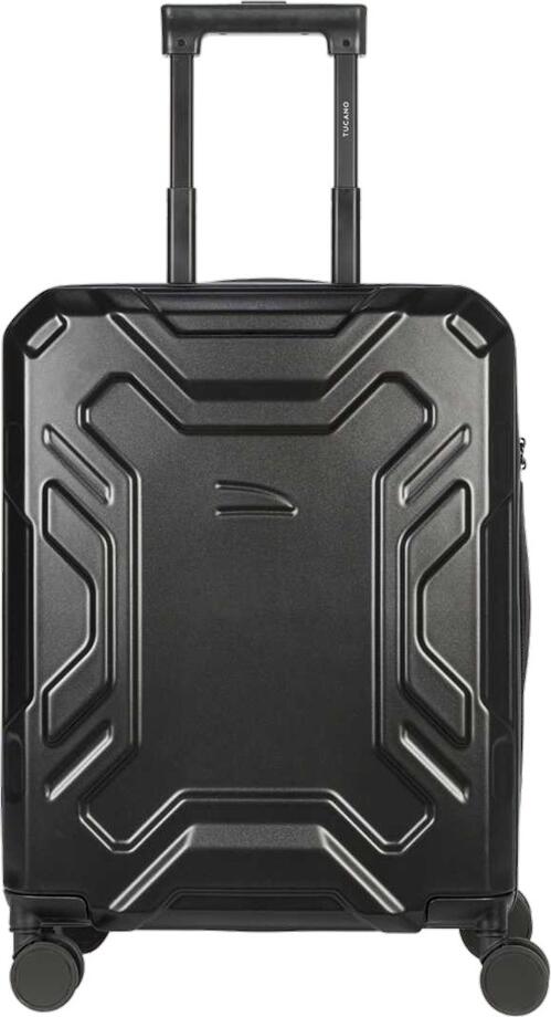 Tucano Iron Rigid S Trolley Hard Shell BTRIR-S-BK, Valiza Polycarbonat 40L, 39x55x21 cm, 4 Roți Duble Rotative 360, Lacat TSA, Negru