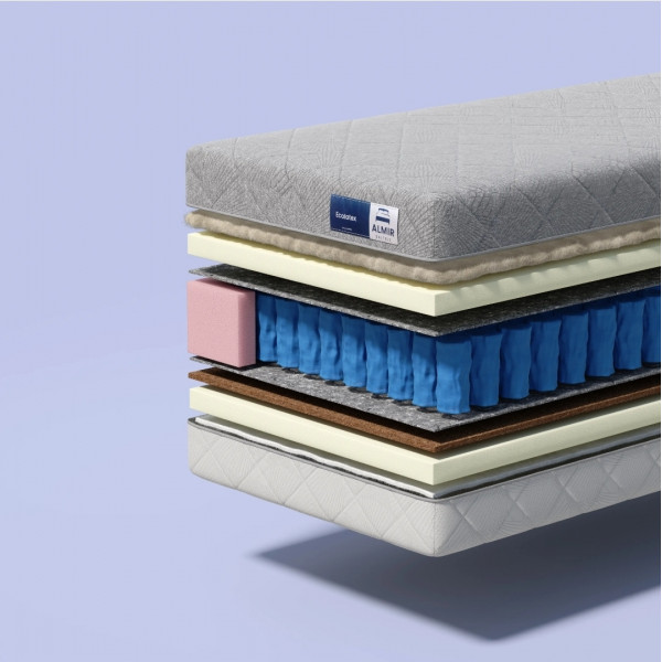 Almir EcoLatex Orthopedic Mattress, 100x190 cm, 24cm Height, Pocket Springs, Ecological Latex and Coconut Fiber, Dual-Sided Firmness, Hypoallergenic Jacquard Cover