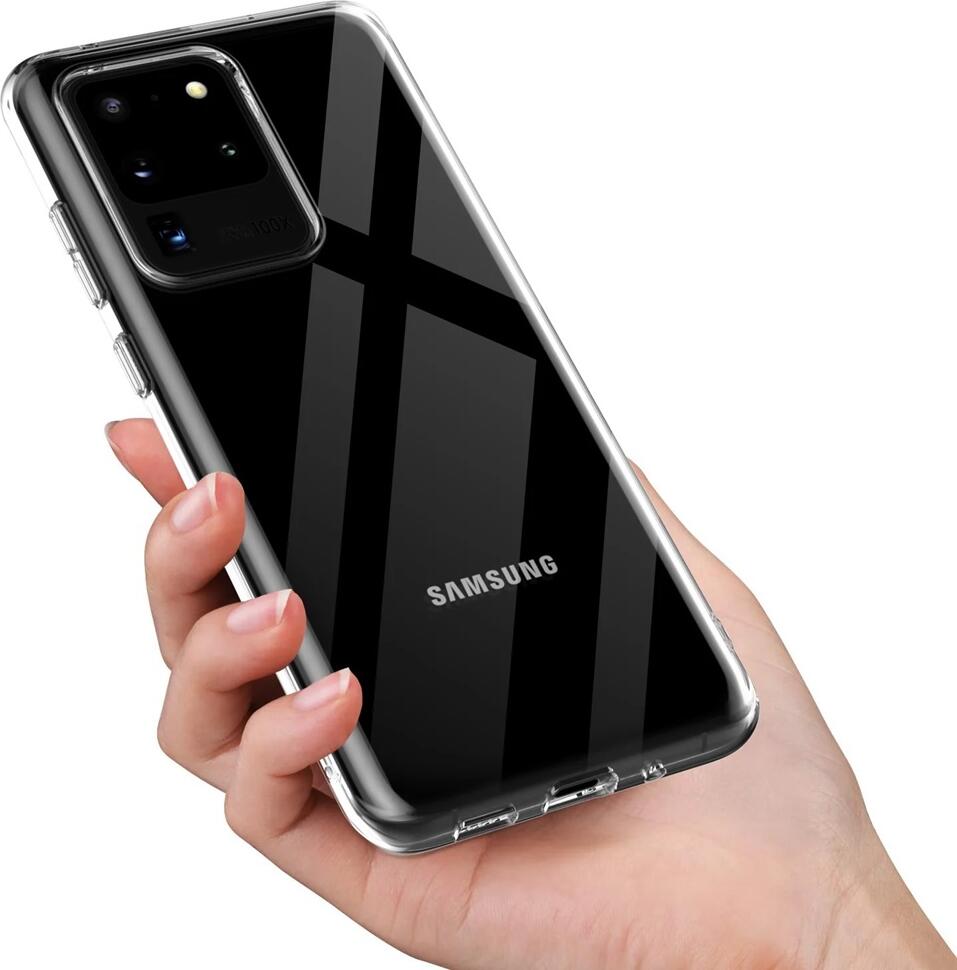 Transparent TPU Case for Samsung Galaxy S20 Ultra, Shock-Absorbing Flexible Protective Cover, Scratch-Resistant Minimalist Slim Shell with Raised Edges
