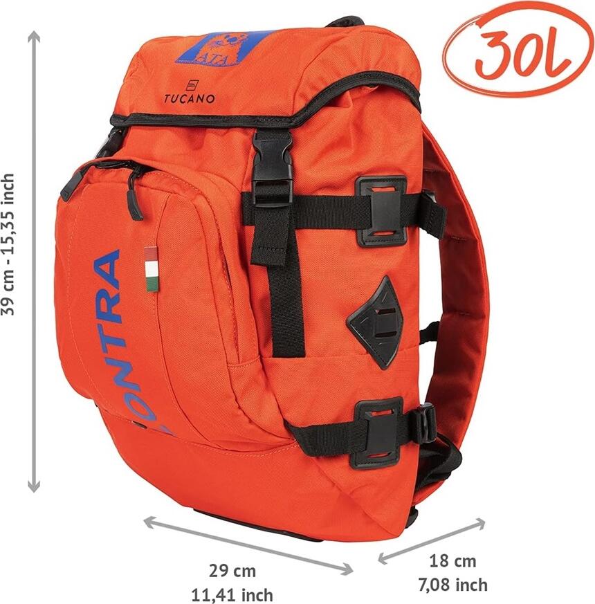 Rucsac de Voiaj Impermeabil si Plutitor Tucano Lontra 2 30L, Poliester 600D TPU, Cusaturi Termosudate, Portocaliu, Include Saci Etanche 15L si 2L