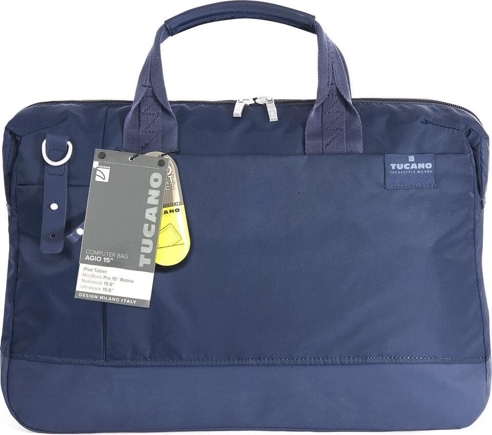 Сумка для ноутбука Tucano Agio для ноутбуков до 15.6 дюймов и MacBook Pro 15 Retina, водостойкий полиэстер, с отделением для ноутбука и креплением к чемодану, Blue