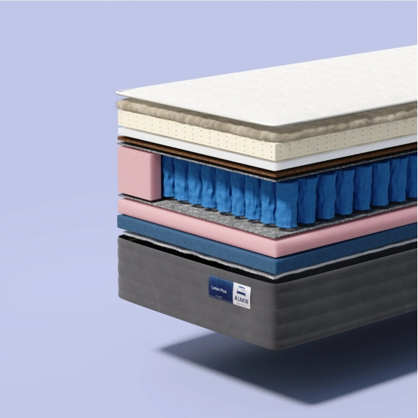 Saltea Ortopedica Almir Latex Plus, 160x190 cm, Latex Natural, arcuri Pocket, Ice Memory Foam, Dual-Sided Semi-Moale/Semi-Dura, Husa Detasabila, Inaltime 31 cm