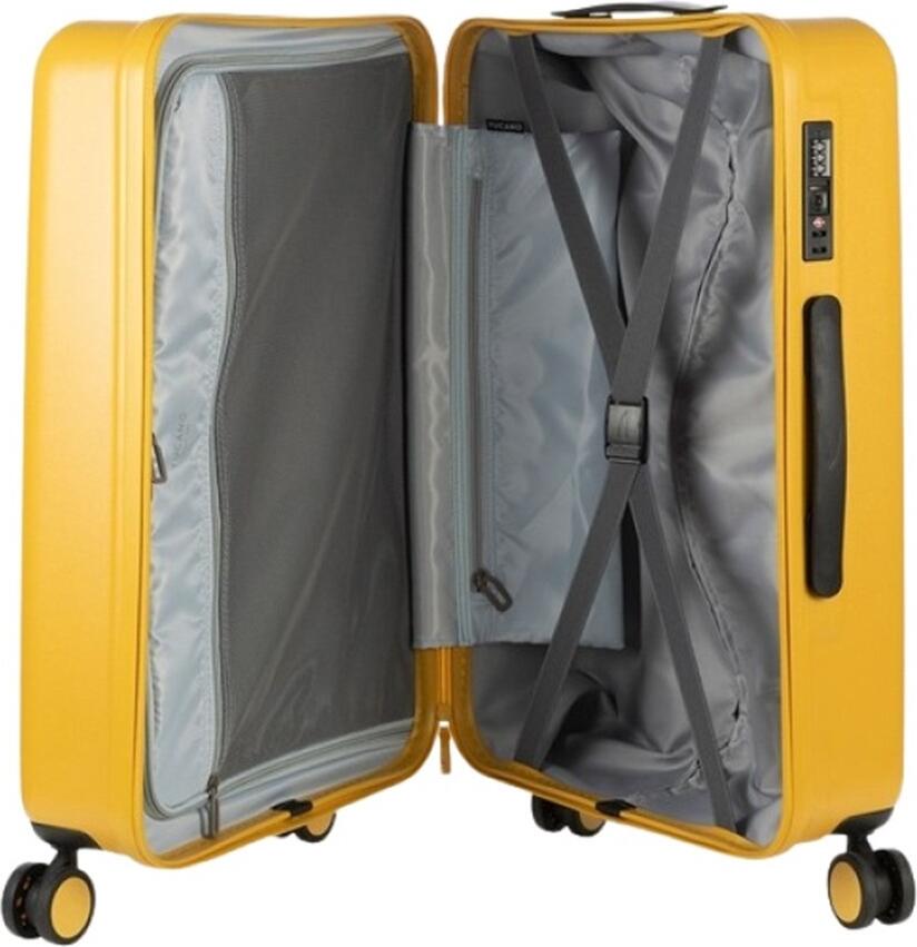 Tucano Ted Rigid M Suitcase, 62L Polycarbonate Hard Shell Luggage, 4 Double 360 Rotating Wheels, TSA Lock, Telescopic Handle, 42x64x26 cm