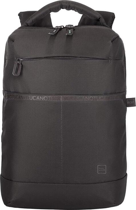 Tucano Astra Laptop Backpack for 15.6 inch Laptops and MacBook Pro 16, Recycled Twill Fabric, Trolley Strap, Ventilated Back, Black