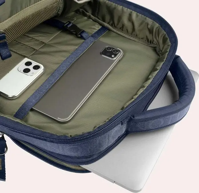 Tucano Astra Laptop Backpack for 15.6 inch Laptops and MacBook Pro 16, Recycled Twill Fabric, Ventilated Back, Trolley Strap, Blue