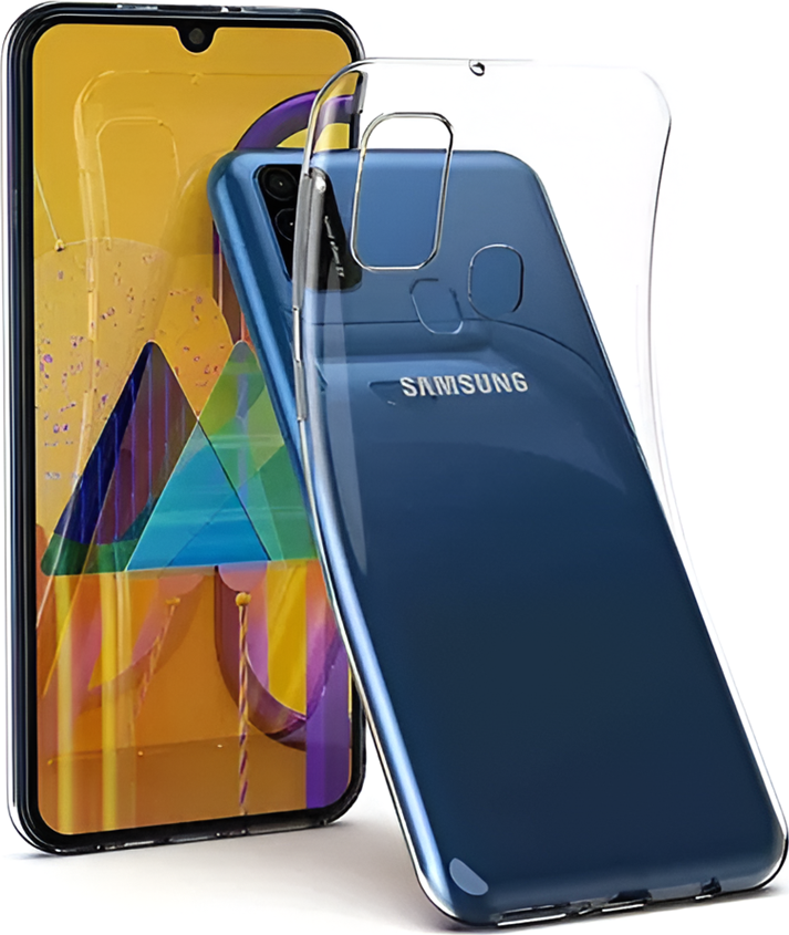 Прозрачный чехол TPU для Samsung Galaxy M21, гибкий противоударный кейс Slim Fit, защитный бампер с приподнятыми краями