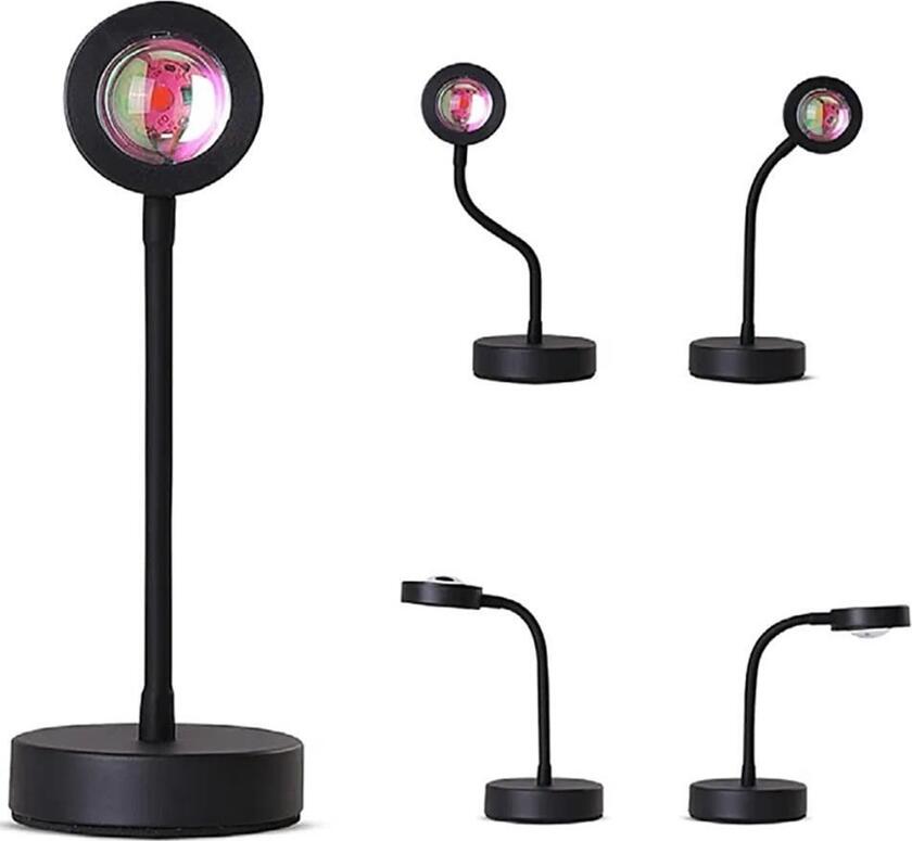 AccExpert Helmet Sunset Projection Lamp, 360 Degree Rotating LED Night Light, USB Powered Atmosphere Decor Lamp for Bedroom and Photography, Black