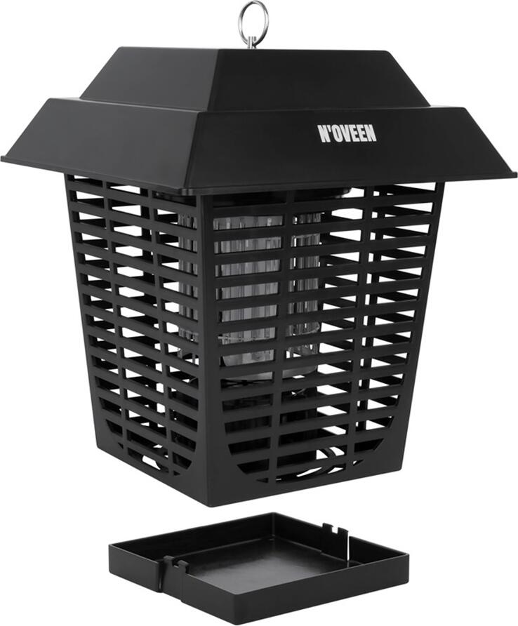 Lampion Profesional Distrugator de Insecte Noveen IKN22, Tub UVA 22W, Protectie IPX4 Rezistent la Apa, Acoperire 130m2, Metal si ABS, Negru