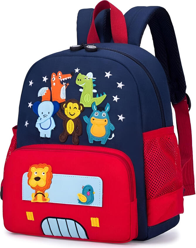 Kids Animal Lion Backpack, Water Resistant Polyester School Bag, Ergonomic Breathable Mesh Back, Padded Adjustable Straps, 290 x 240 x 110 mm, Red