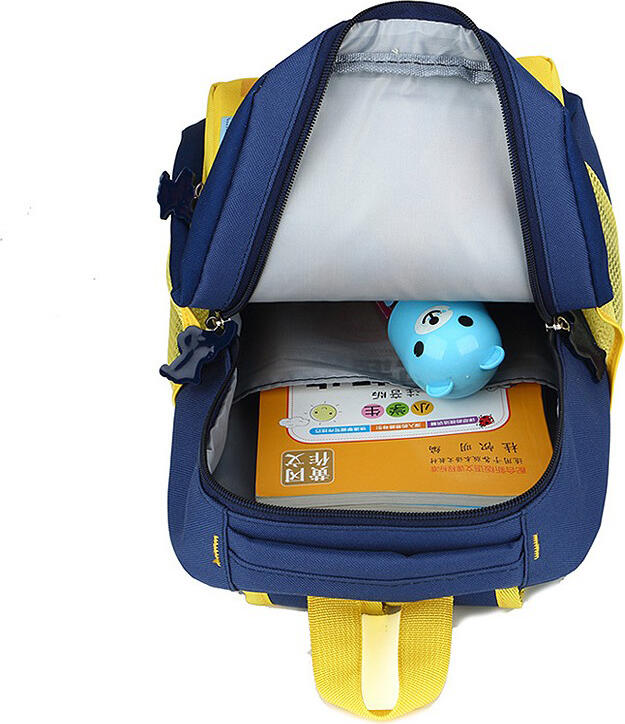Rucsac Copii cu Design Leu Galben si Animale, Poliester Rezistent la Apa, 290 x 240 x 110 mm, Curele Reglabile Imbatizate, Geanta Ergonomica
