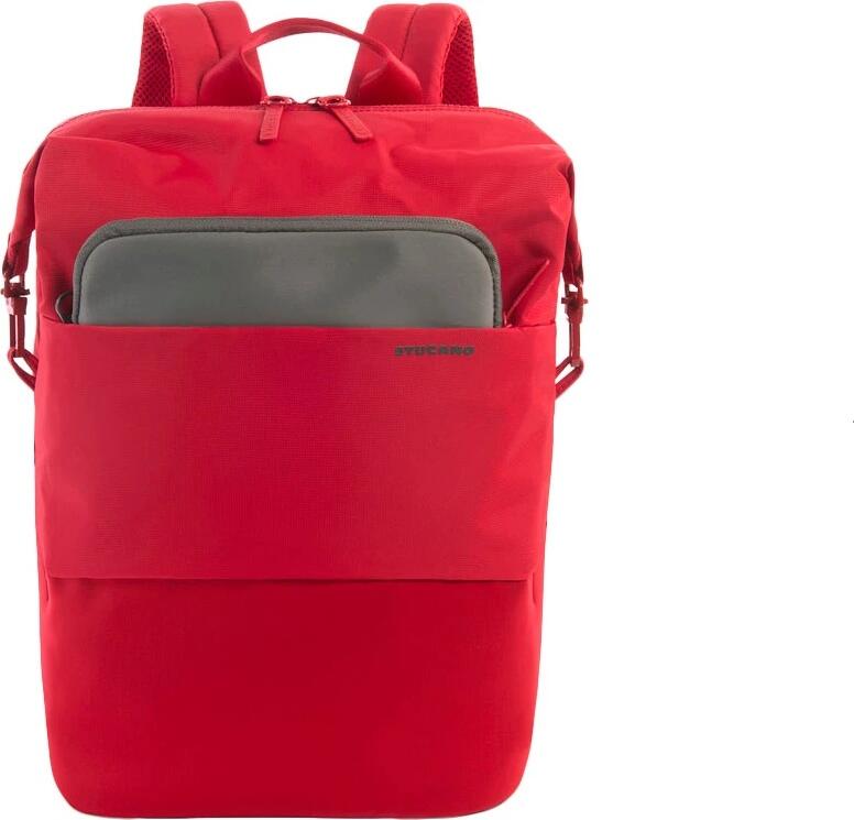 Tucano Modo Small Laptop Bag for 13 inch Laptops and Tablets, Water-Resistant Nylon Polyester Urban Backpack with Padded Compartment, Red