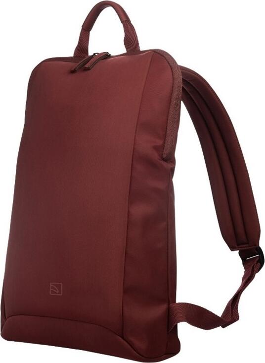 Tucano Flat Slim M Laptop Bag for 13 inch Laptops and Tablets, Water-resistant Polyester, Padded Adjustable Shoulder Strap, Burgundy