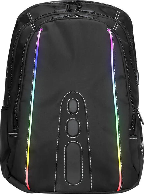 Marvo BA-02 Gaming Backpack for 15.6 inch Laptop, Waterproof Nylon, RGB LED Lighting, Integrated Bluetooth Speaker, External USB Port, Black