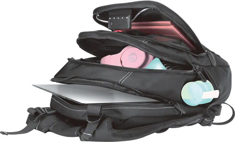 Marvo BA-02 Gaming Backpack for 15.6 inch Laptop, Waterproof Nylon, RGB LED Lighting, Integrated Bluetooth Speaker, External USB Port, Black
