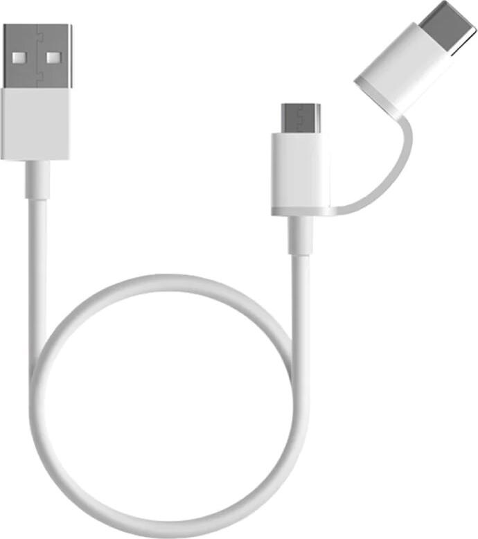 Xiaomi Mi Cable 2 in1 Type-A to MicroUSB/ Type-C 100cm, White