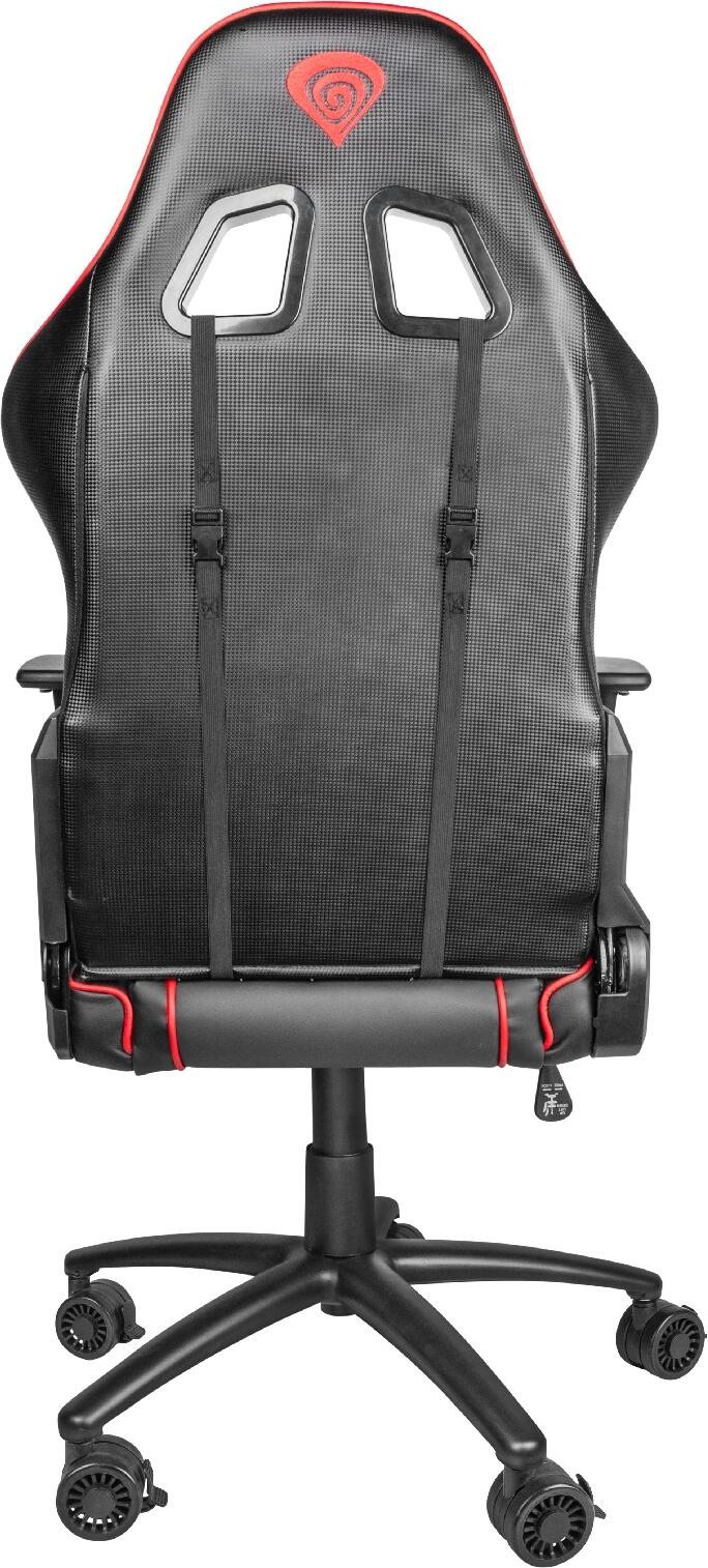 Genesis Nitro 880 Gaming Chair, Black Eco-Leather, Carbon Style Backrest, 3D Adjustable Armrests, Class 4 Gas Lift, 150kg Max Load, with Lumbar & Head Cushions