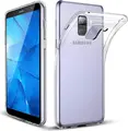 Helmet Clear TPU Case for Samsung Galaxy A8 Plus (2018), Shockproof Transparent Flexible Back Cover with Raised Edges and Anti-Slip Texture