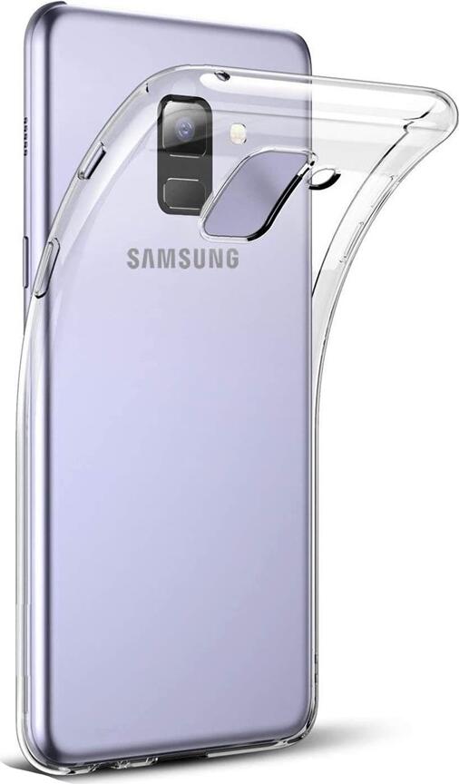 Helmet Clear TPU Case for Samsung Galaxy A8 Plus (2018), Shockproof Transparent Flexible Back Cover with Raised Edges and Anti-Slip Texture