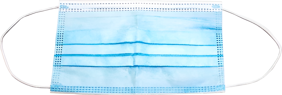 Helmet Disposable Face Mask, 3-Layer Non-Woven Polypropylene, Blue, Ergonomic Design with Adjustable Metal Nose Bridge and Soft Elastic Ear Loops