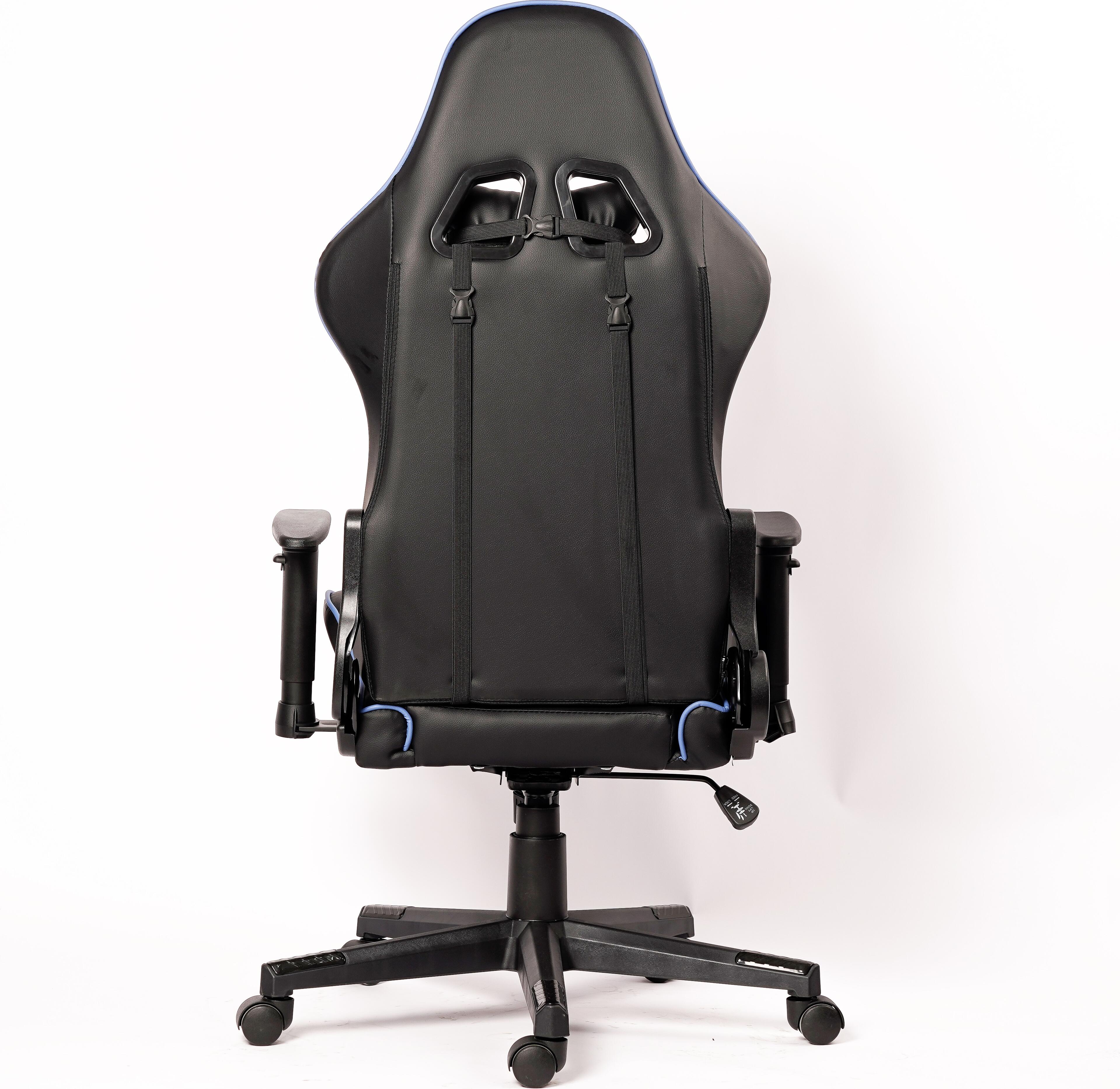 Helmet CH-502 Racing Gaming Chair, Blue Eco-Leather Ergonomic Seat, Metal Base, Adjustable Armrests, Headrest and Lumbar Pillows, Max 150kg Capacity