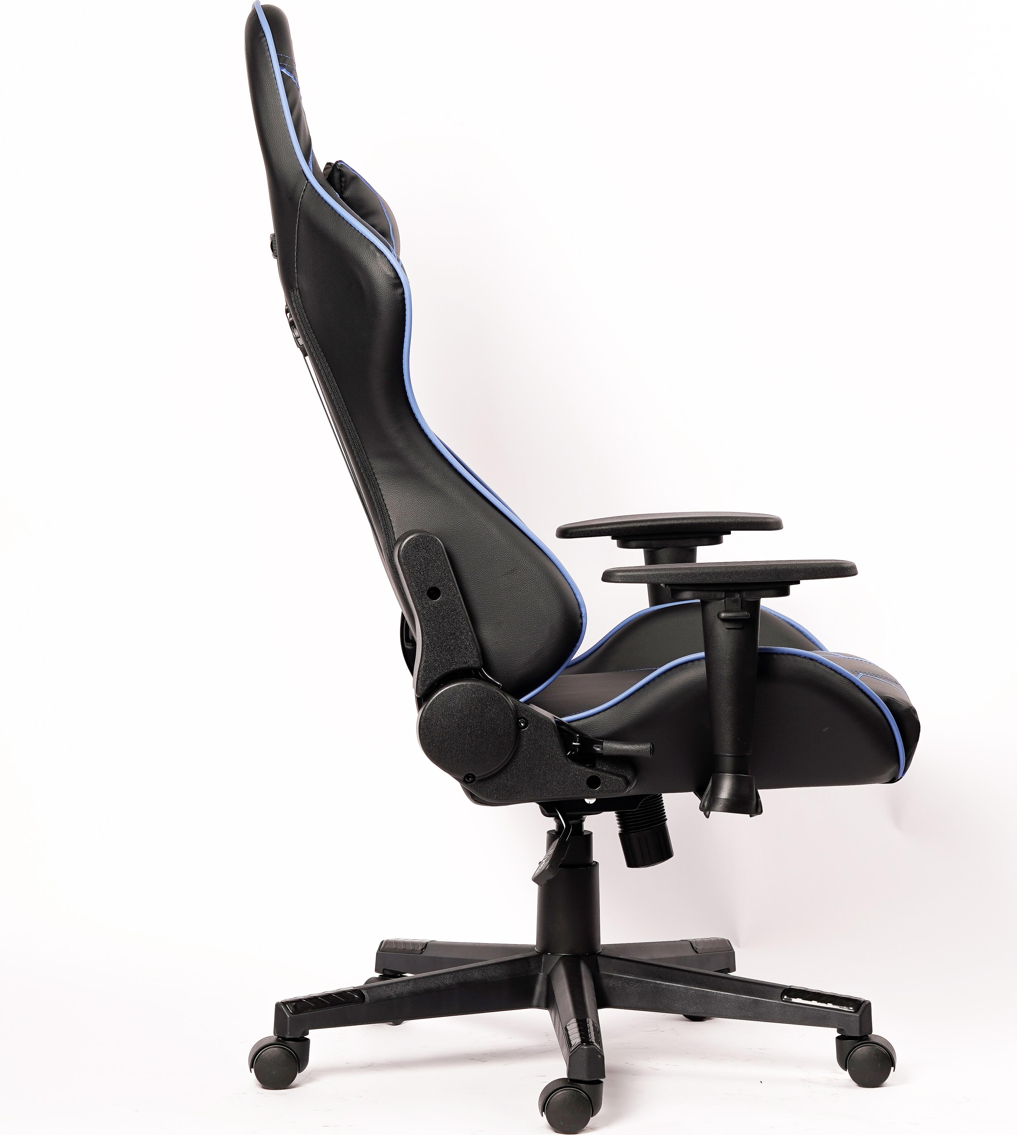 Helmet CH-502 Racing Gaming Chair, Blue Eco-Leather Ergonomic Seat, Metal Base, Adjustable Armrests, Headrest and Lumbar Pillows, Max 150kg Capacity