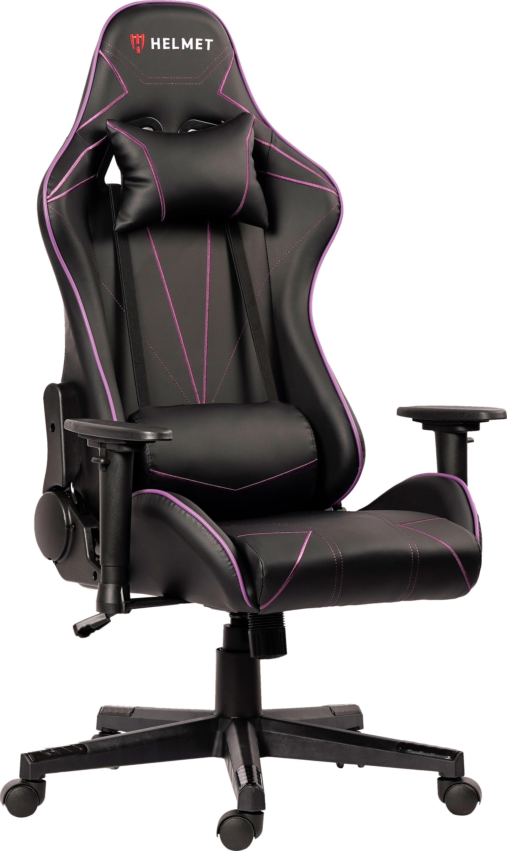 Helmet CH-502 Racing Gaming Chair, Purple Eco-Leather Ergonomic Seat, Metal Base, Adjustable Armrests, Headrest and Lumbar Pillows, Max 150kg Capacity