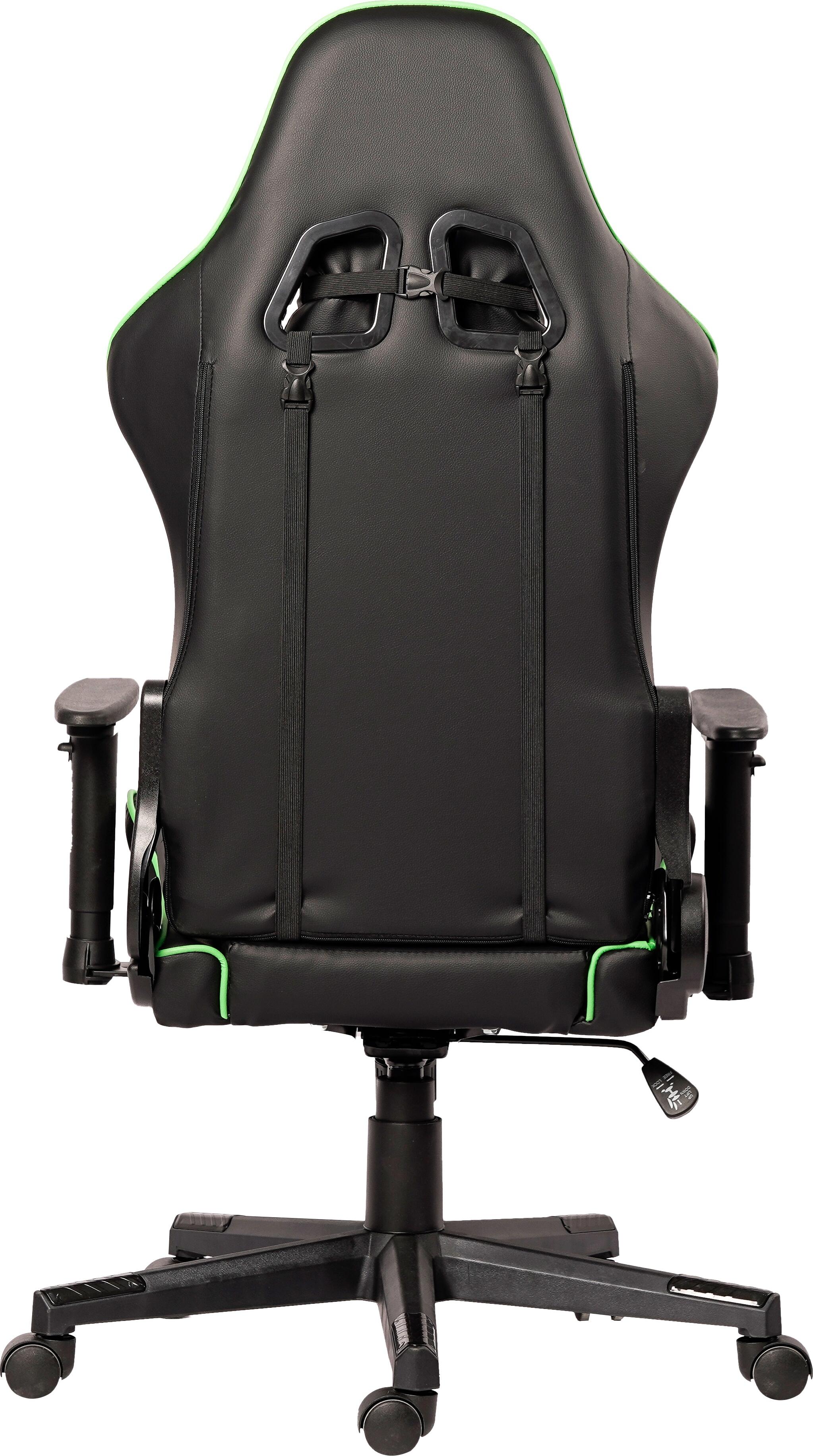 Helmet CH-502 Racing Gaming Chair, Green Eco-Leather Ergonomic Seat, Metal Base, Adjustable Armrests, Headrest and Lumbar Pillows, Max 150kg Capacity