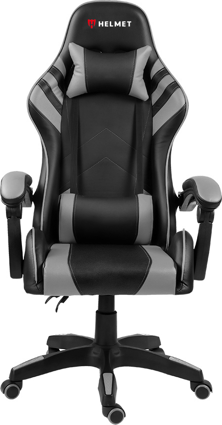 Helmet CH-501 Ergonomic Gaming and Office Chair, Grey Eco-Leather Racing Style Seat, 3D Adjustable Armrests, Class 4 Gas Lift, 135 Degree Recline, Steel Base, 150 kg Capacity