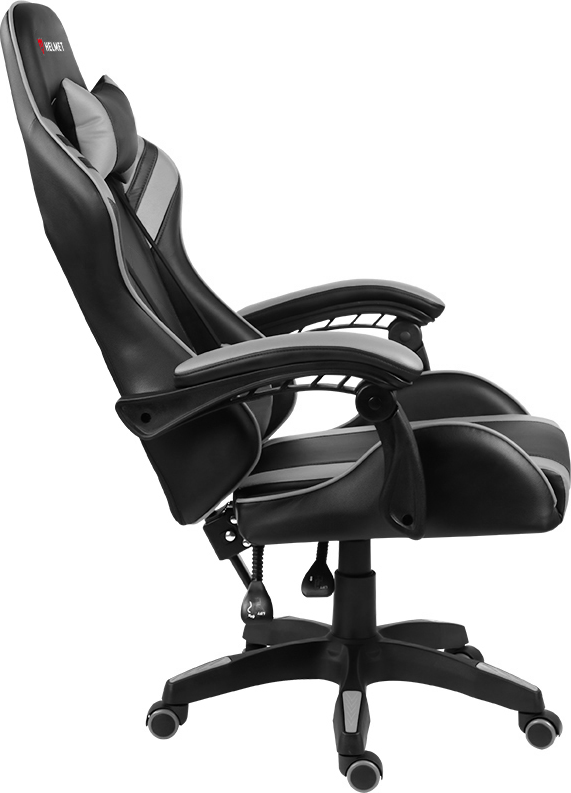 Helmet CH-501 Ergonomic Gaming and Office Chair, Grey Eco-Leather Racing Style Seat, 3D Adjustable Armrests, Class 4 Gas Lift, 135 Degree Recline, Steel Base, 150 kg Capacity