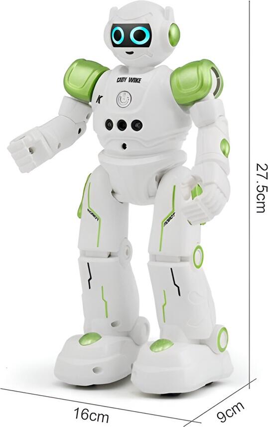 Robot Programabil JJRC R11 Cady Wike, Control prin Gesturi si Atingere, Mers Dansat Cantat cu LED-uri, Telecomanda, Plastic Verde, 275mm