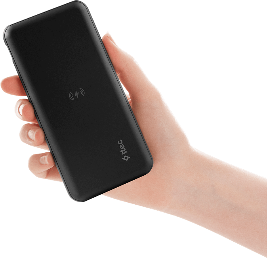 Powerbank ttec Slim Pro W 10000mAh 18W Incarcare Wireless Qi Baterie Externa Portabila cu Porturi USB-C, USB-A si Micro USB, Negru