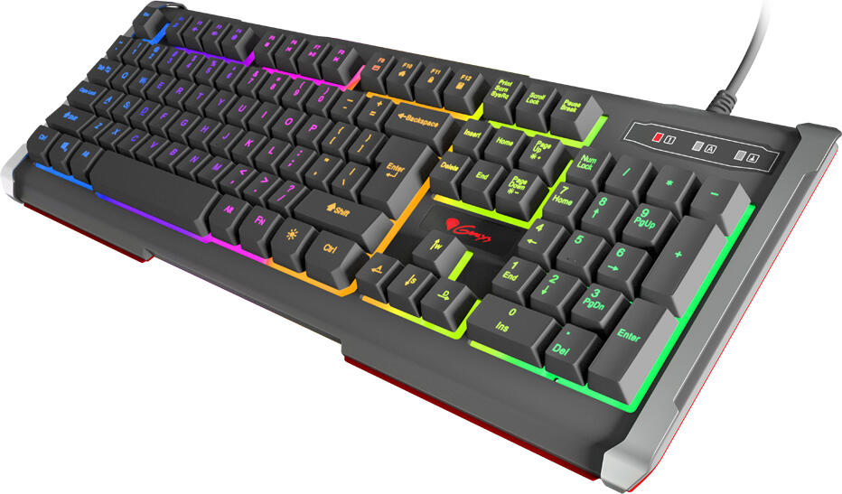 Genesis Rhod 400 RGB NKG-0993 Full-size Gaming Membrane Keyboard, RGB Prismo Backlight, 19-Key Anti-Ghosting, Waterproof, Aluminum Reinforced, Black