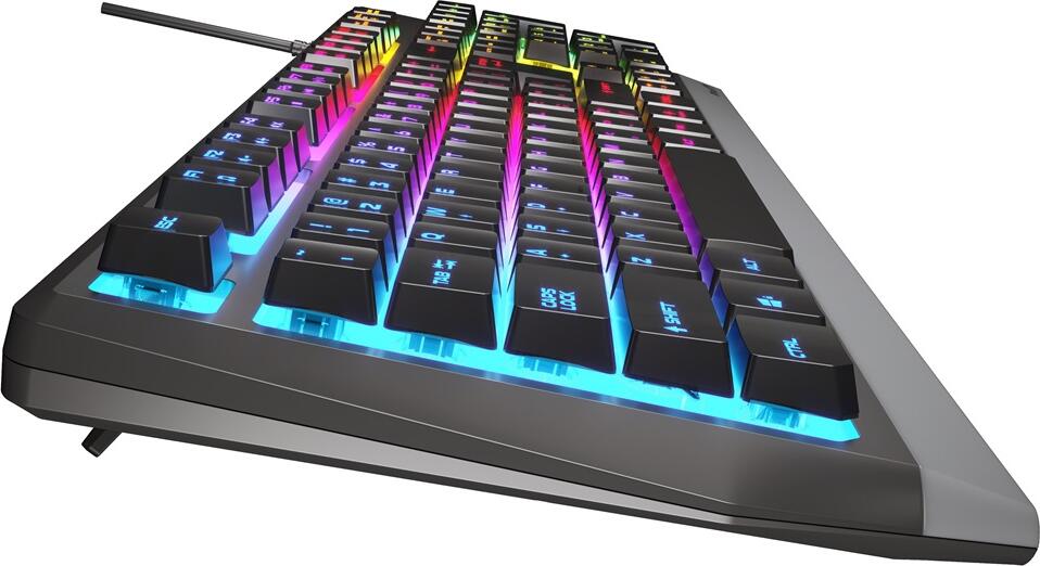 Tastatura Gaming Genesis Rhod 300 RGB NKG-1528 NKG-1529 Full-size Membrana, 104 Taste, Anti-ghosting 19 Taste, Iluminare RGB, USB, ABS si Metal