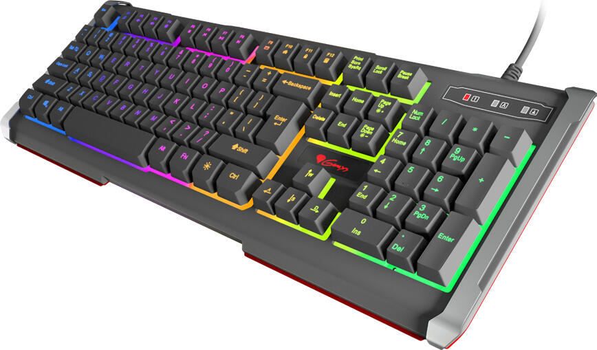 Genesis Rhod 400 RGB Gaming Keyboard NKG-0993 Full-size Membrane, 104 Keys, 7-Color Backlight, Anti-ghosting 19K, Waterproof with Aluminum Reinforcement