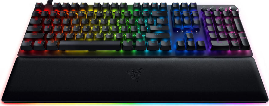 Tastatura Gaming Razer Huntsman V2 Analog Full-Size, Layout RU, Switch-uri Optice Analogice, Iluminare RGB Chroma, Palmier Magnetic Detasabil, USB Passthrough