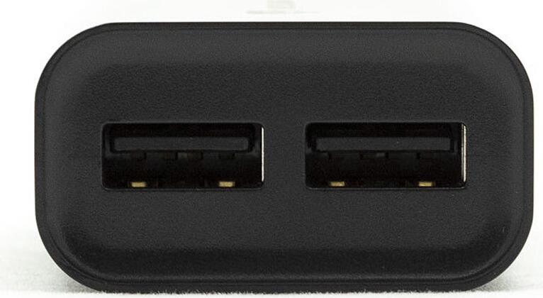Incarcator de Priza Helmet cu 2 Porturi USB Type-A 2.4A, Adaptor Incarcare Rapida cu Cablu Micro-USB, Protectie Supratensiune si Supraincalzire, Negru