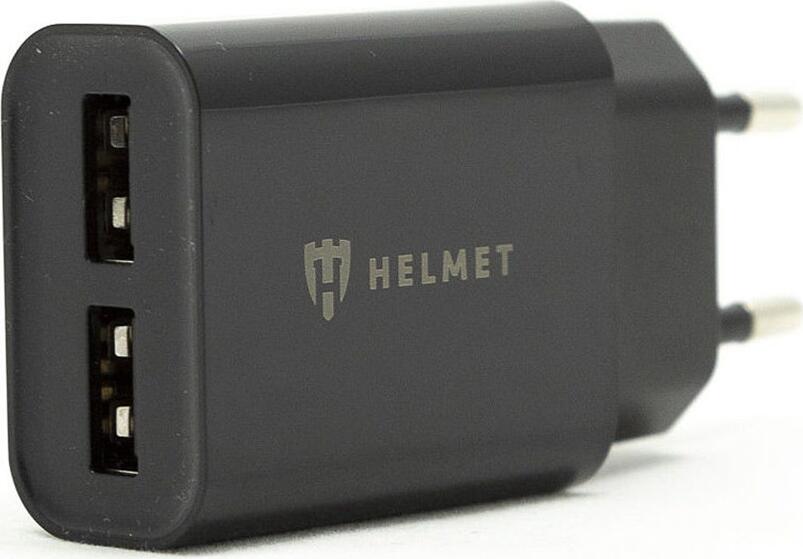 Helmet Wall Charger with Cable USB to Micro-USB 2xUSB 2.4A, Black