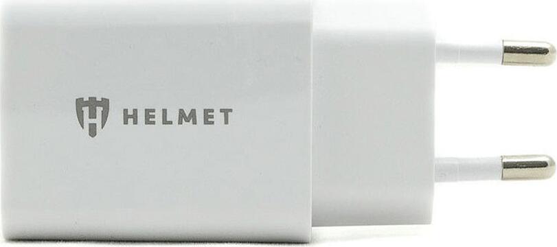 Зарядное устройство Helmet HMT-WC2UWH с двумя портами USB Type-A, 2.4А на порт, компактный сетевой адаптер с защитой от перенапряжения и перегрева, белый