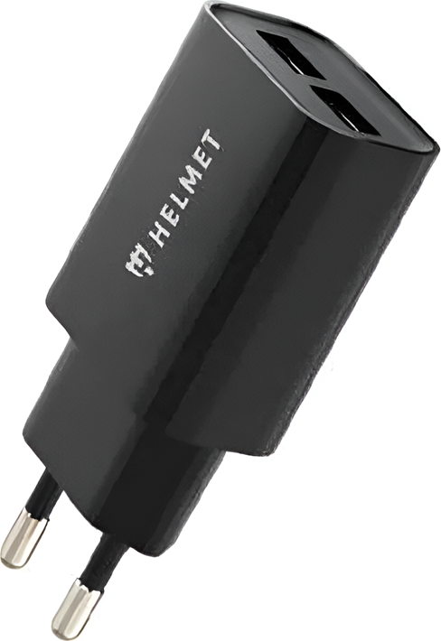 Helmet Wall Charger 2xUSB 2.4A, Black