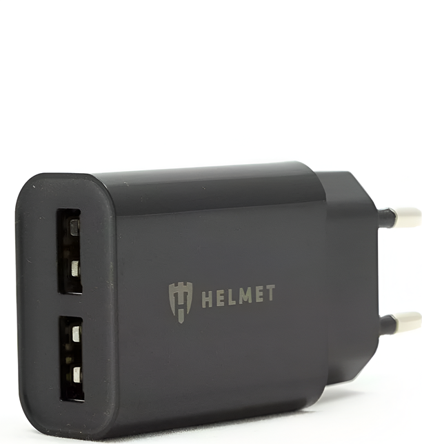 Incarcator de perete Helmet HMT-WC2UBK, 2 Porturi USB Type-A, Intensitate 2.4A per port, Protectie Supratensiune si Supraincalzire, Adaptor Compact, Negru