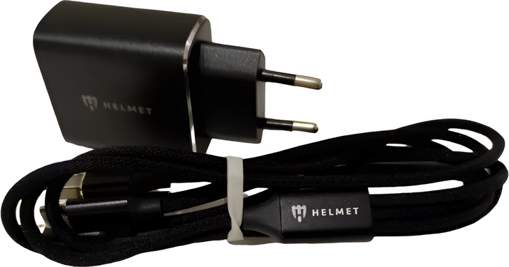 Helmet Wall Charger with Cable USB to Lightning 2xUSB 2.4A, Black