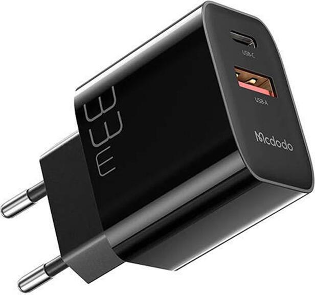 Mcdodo Wall Charger 1xUSB 1xType-C with Cable Type-C toType-C 33W, Black