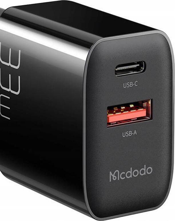 Mcdodo 33W GaN Dual Port Wall Charger, USB-C PD and USB-A Fast Charging Adapter with Intelligent Protection Chip and USB-C to USB-C Cable