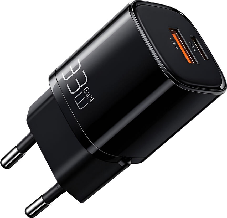 Incarcator Mcdodo Nano Series 33W GaN CH-0155, Dual Port USB-C si USB-A, Incarcare Rapida PD 3.0, QC 4.0, PPS, Carcasa Rezistenta la Foc, Negru