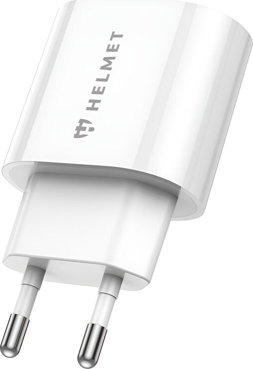 Helmet 20W Wall Charger USB Type-C PD and USB-A QC3.0 Fast Charging Adapter, 3A Max Output, Polycarbonate PC, Compact Travel Design