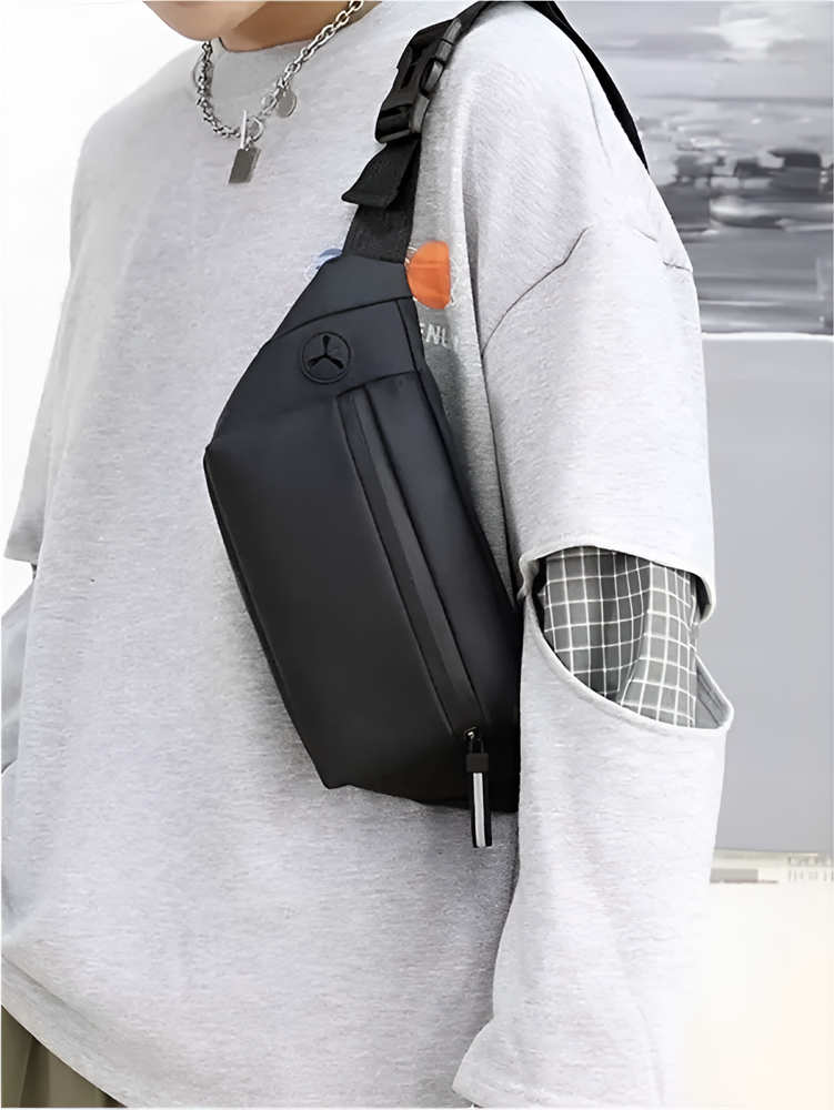 Helmet YQM Black HMT-YQMBK Waist Bag, Water-Repellent Polyester Belt Bag, 13 x 30 x 9 cm, 2 Sections with Internal Pockets, Adjustable Strap, Unisex