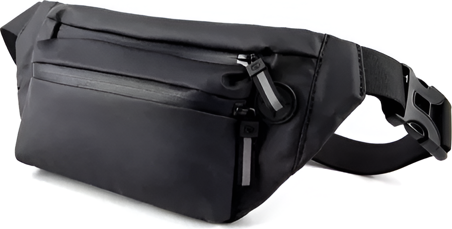 Helmet YQM Black HMT-YQMBK Waist Bag, Water-Repellent Polyester Belt Bag, 13 x 30 x 9 cm, 2 Sections with Internal Pockets, Adjustable Strap, Unisex