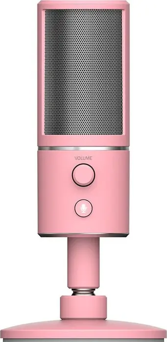 Razer Seiren X USB Condenser Microphone, Supercardioid Polar Pattern, 16-bit/48 kHz, Tactile Mute Button, Headphone Monitoring, Quartz Pink