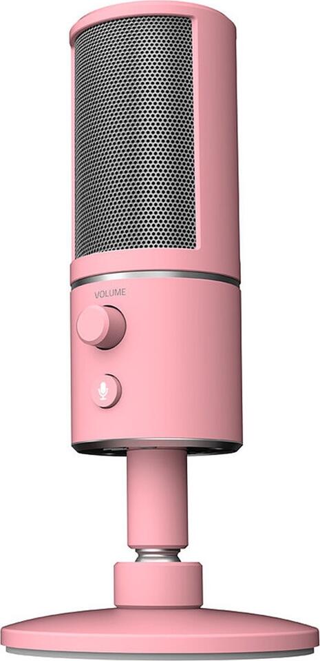 Razer Seiren X USB Condenser Microphone, Supercardioid Polar Pattern, 16-bit/48 kHz, Tactile Mute Button, Headphone Monitoring, Quartz Pink